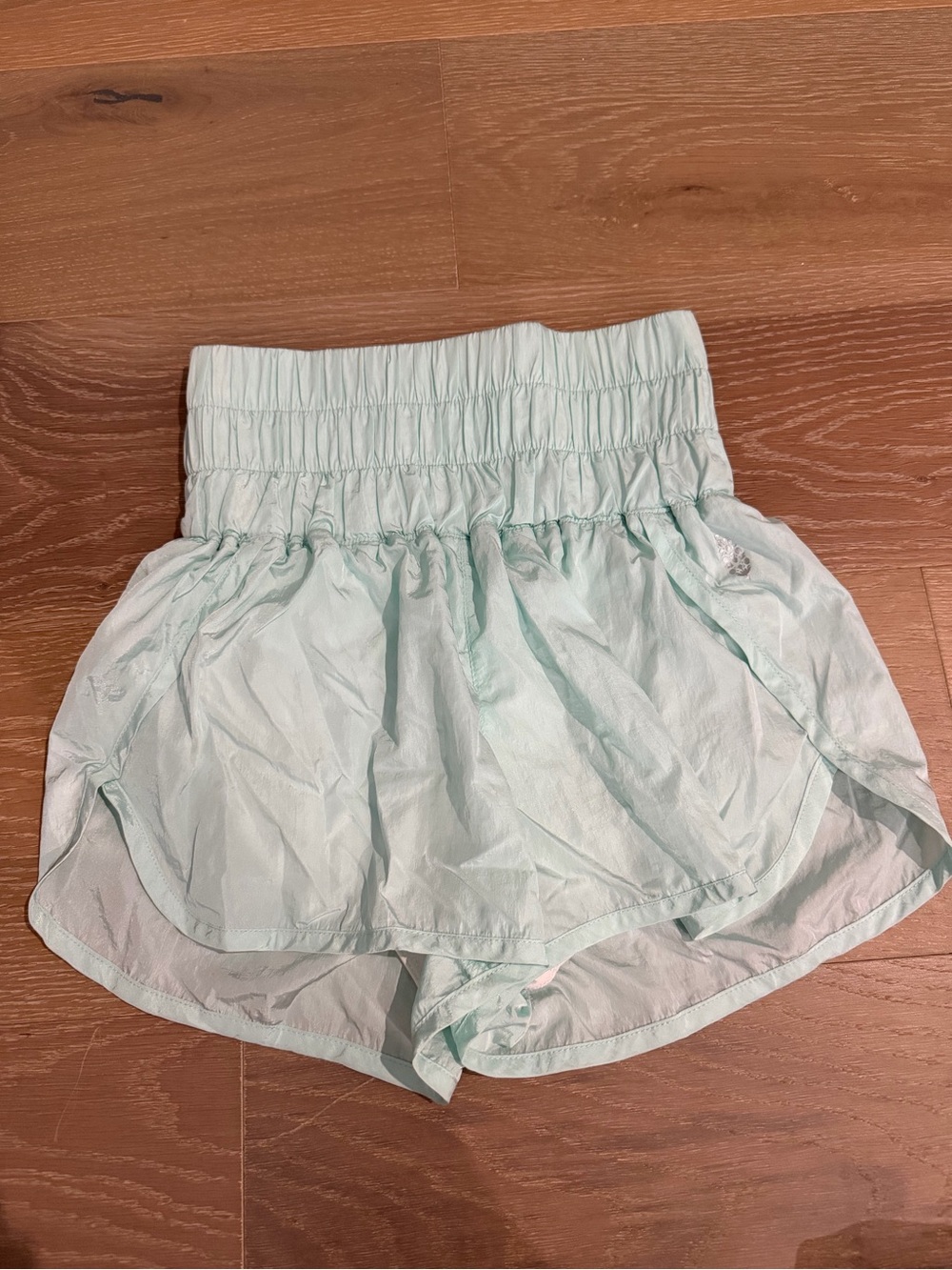 Free People The Way Home Light Mint High-Rise Layered Athletic Shorts